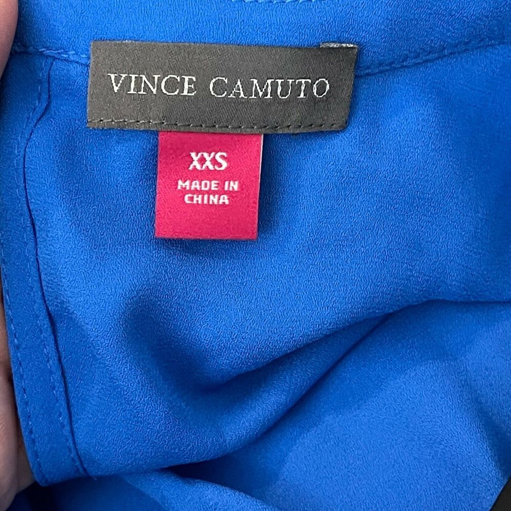 Vince Camuto Womens Blouse Size XXS Royal Blue Short Sleeve Work Wear NWT - Picture 3 of 4